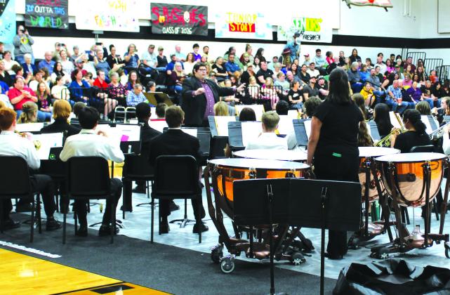 Nathan Diebenow | Meridian Tribune The Meridian ISD concert bands performed their spring concert with special appreciation extended to military veterans, teachers, and their families in the MHS gym on Thursday, February 22.