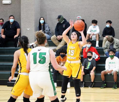 Forrest Murphy/Meridian Tribune/Iredell’s Sage Potter (15) and the 2020-21 Lady Dragons became the school’s first basketball program in history to reach the regional semifinals. Iredell  finished as District 20-1A champions with a district record of 11-1 and overall record of 24-3.