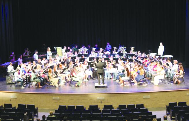 The combined concert bands from the middel and high schools in Clifton performed pieces raising awareness of mental health issues during their spring conert performances on Thursday, April 25. Nathan Diebenow | The Clifton Record