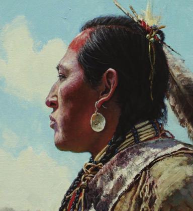 Cowboy Artists of America members in the e-BAC online auction are Bruce Greene and Martin Grelle. A Little Cinchy (left) by Greene is a 17 x 15 x 10 in. bronze, while Daywatcher (right) by Grelle is 12 x 9 Acrylic on Linen. The auction ends April 8 at 9 p.m. Courtesy Photos