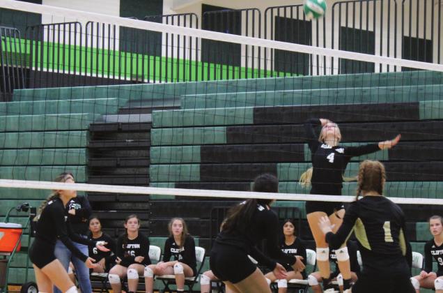 Junior Carley Caniford goes up for the kill, adding points to the board during the Lady Cubs’ match against Comanche Maidens at the Clifton Tournament. Ashley Barner | The Clifton Record