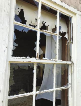 Windows at Ringness Museum suffered severe hail damage during a recent storm. Courtesy Photo