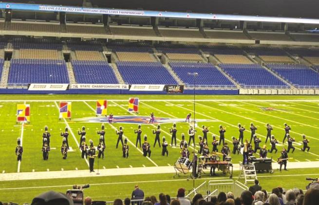 For the first time of Meridian Independent School District, the Meridian High School marching band competed in a University Interscholastic League State Marching Band Competition. This year's contest was held at the Alamodome in San Antonio. The band placed 8th among Class 1A school districts. Courtesy Photo By Meridian ISD Band Department