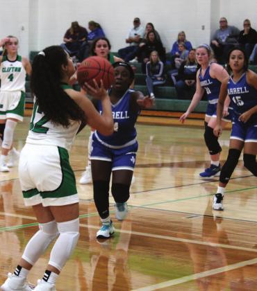 Laylah Gaona shoots just inside the three-point line. Though the Lady Cubs lost to the Valley Mills Lady eagles by two, they came out ahead in their home tournament. Brook DeZavala | The Clifton Record